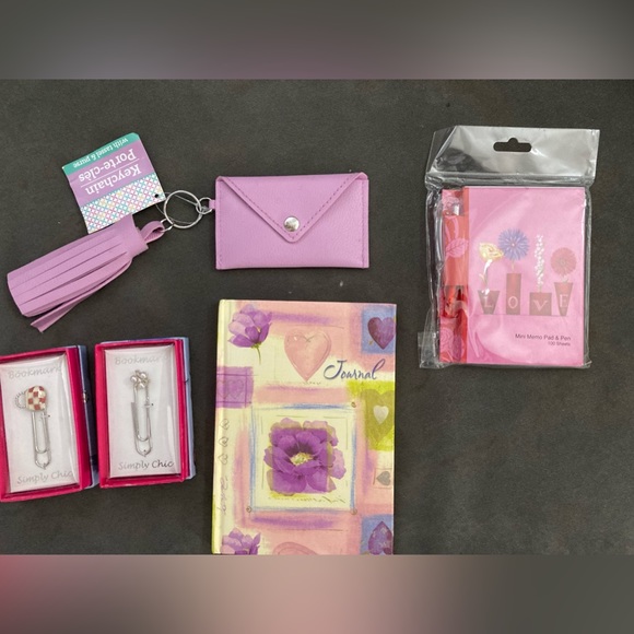 Five 5 Piece Stationary Set Journal Mini Note Pad Two Bookmarks Change Purse - Picture 1 of 6